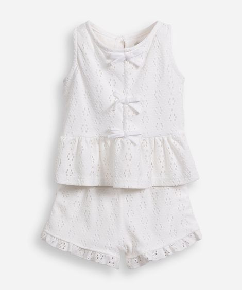 conjunto infantil em malha laise off white