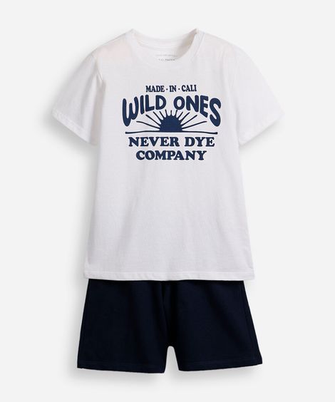 conjunto infantil de algodão wild ones off white