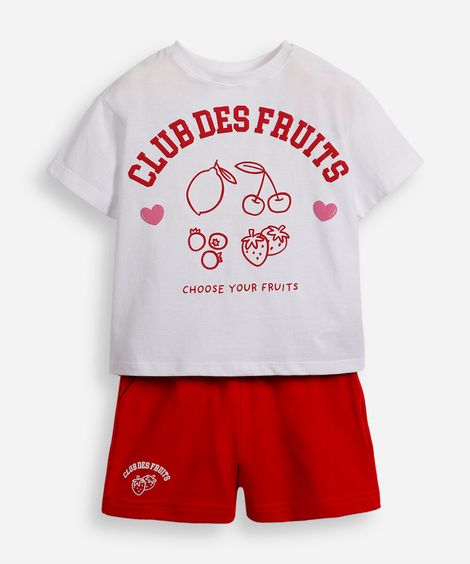 conjunto infantil de algodão estampado vermelho