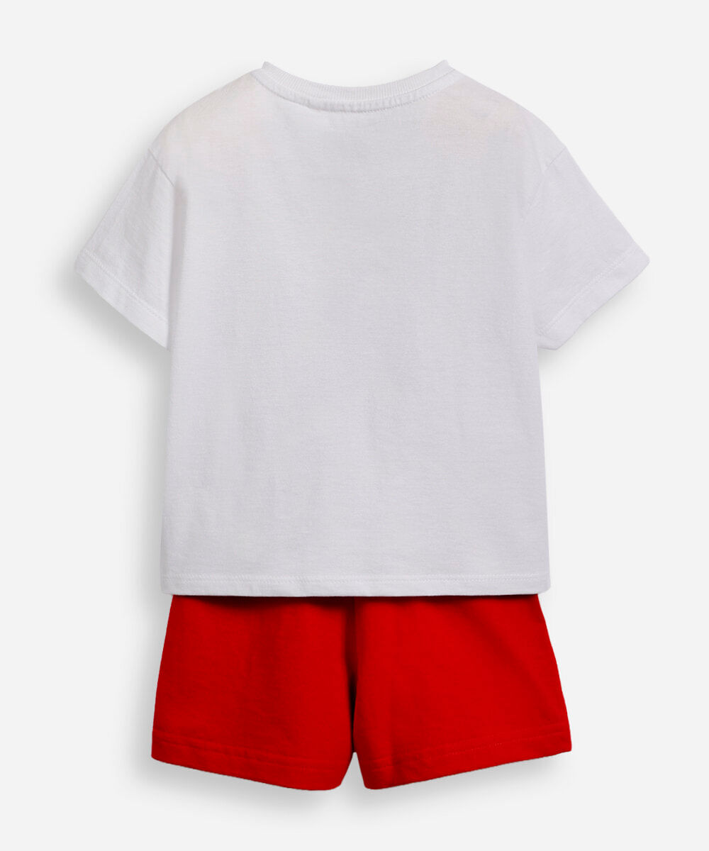 conjunto infantil de algodão estampado vermelho