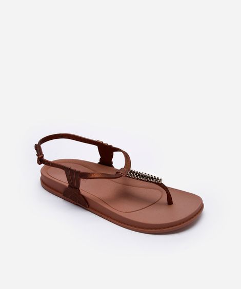 rasteirinha grendha texturizada bronze