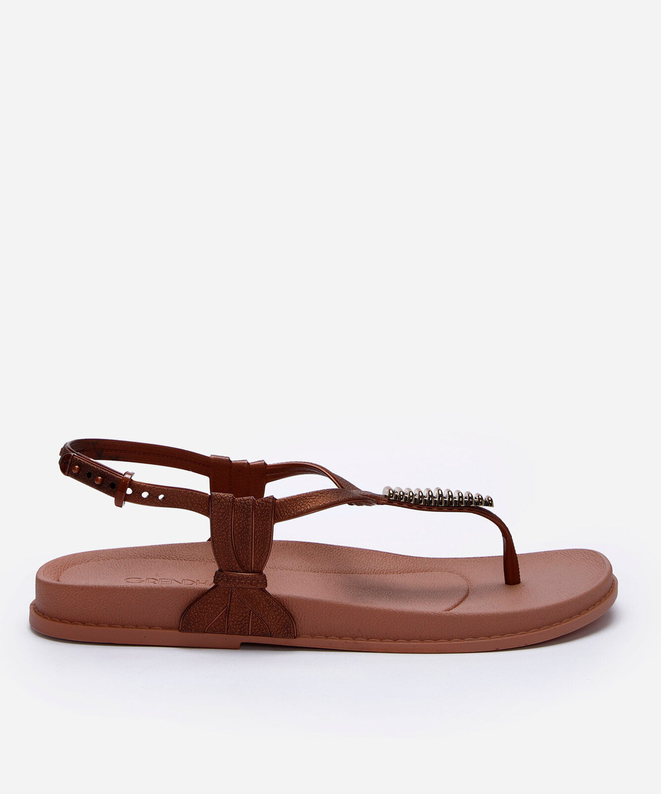 rasteirinha grendha texturizada bronze