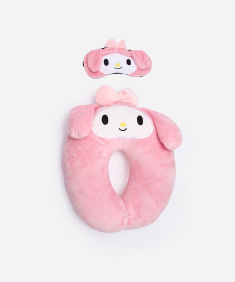 apoio de pescoço infantil e máscara para dormir melody rosa