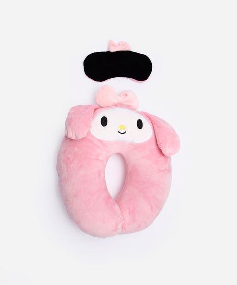 apoio de pescoço infantil e máscara para dormir melody rosa