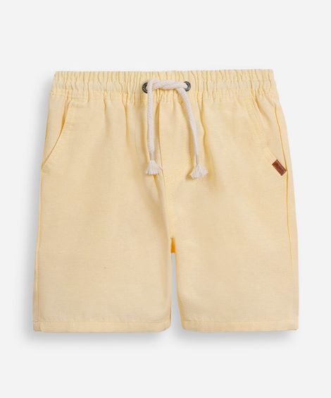 bermuda infantil com bolsos texturizada amarela