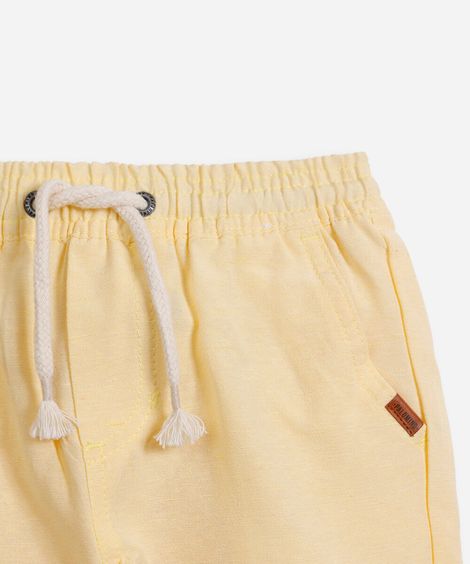 bermuda infantil com bolsos texturizada amarela