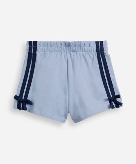 short curto infantil de algodão com frisos e laços azul