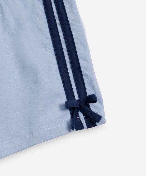 short curto infantil de algodão com frisos e laços azul