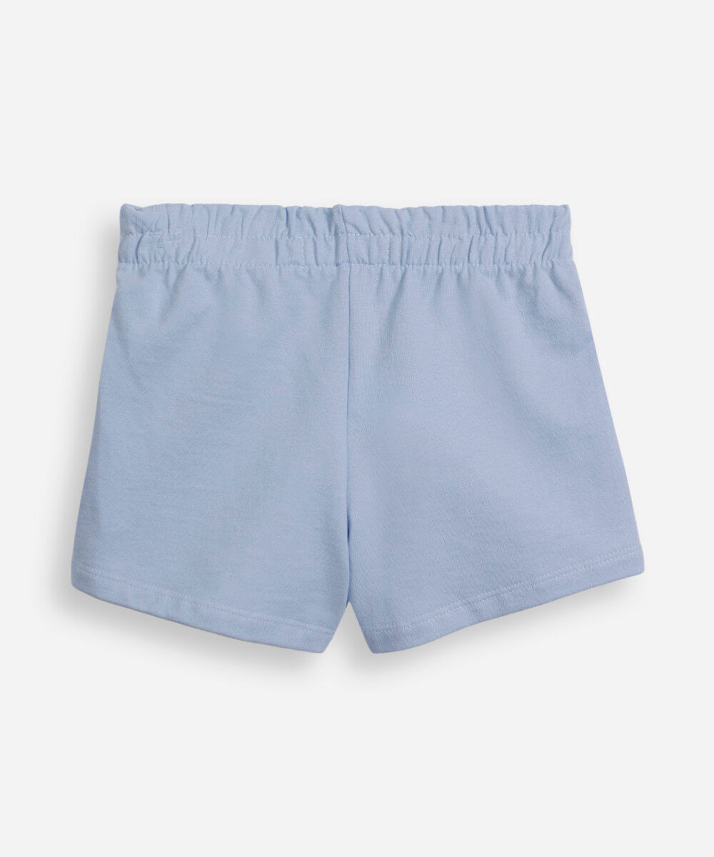 short curto infantil de algodão com frisos e laços azul