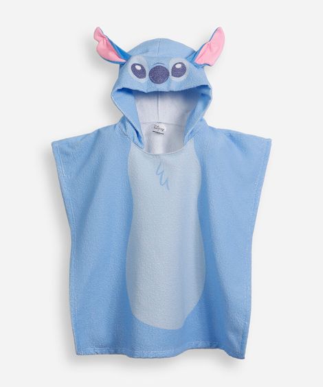 poncho infantil fantasia stitch azul