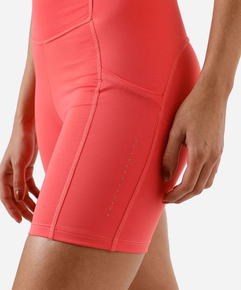 bermuda running feminina com bolsos esportiva ace rosa
