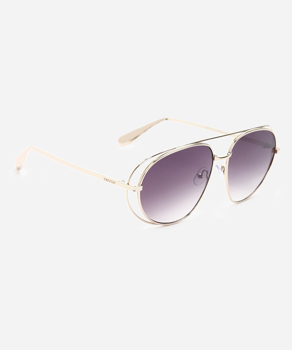 óculos de sol aviador triton dourado