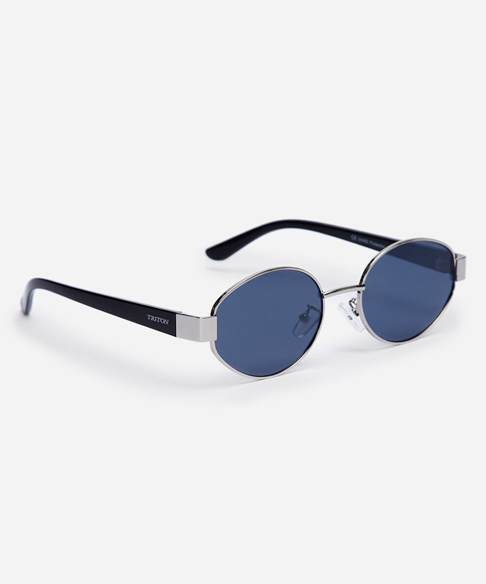 óculos de sol oval triton feminino prata