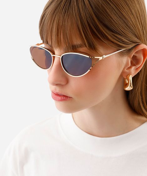 óculos de sol oval triton dourado