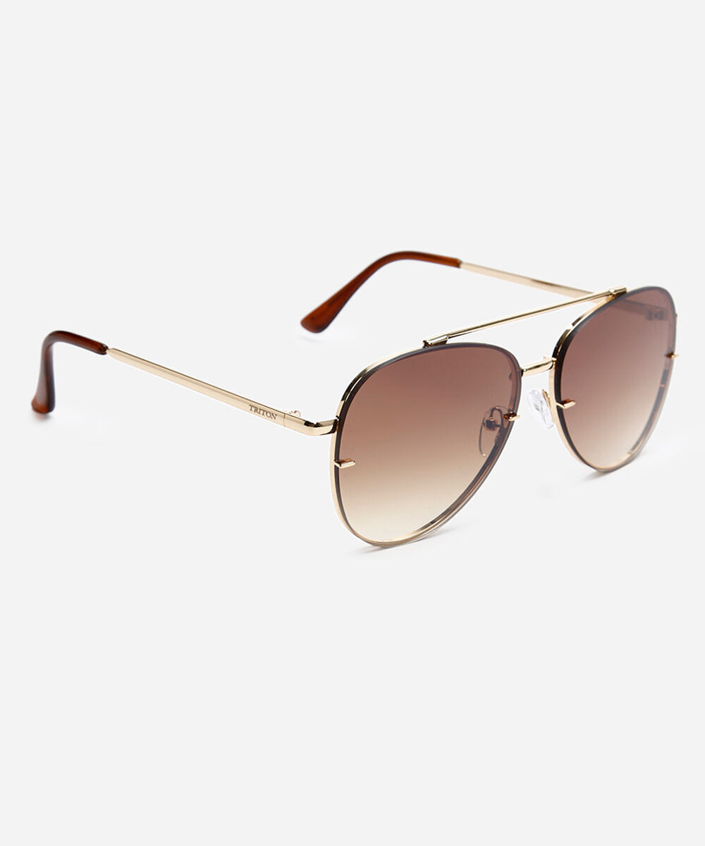 óculos de sol aviador triton unissex dourado