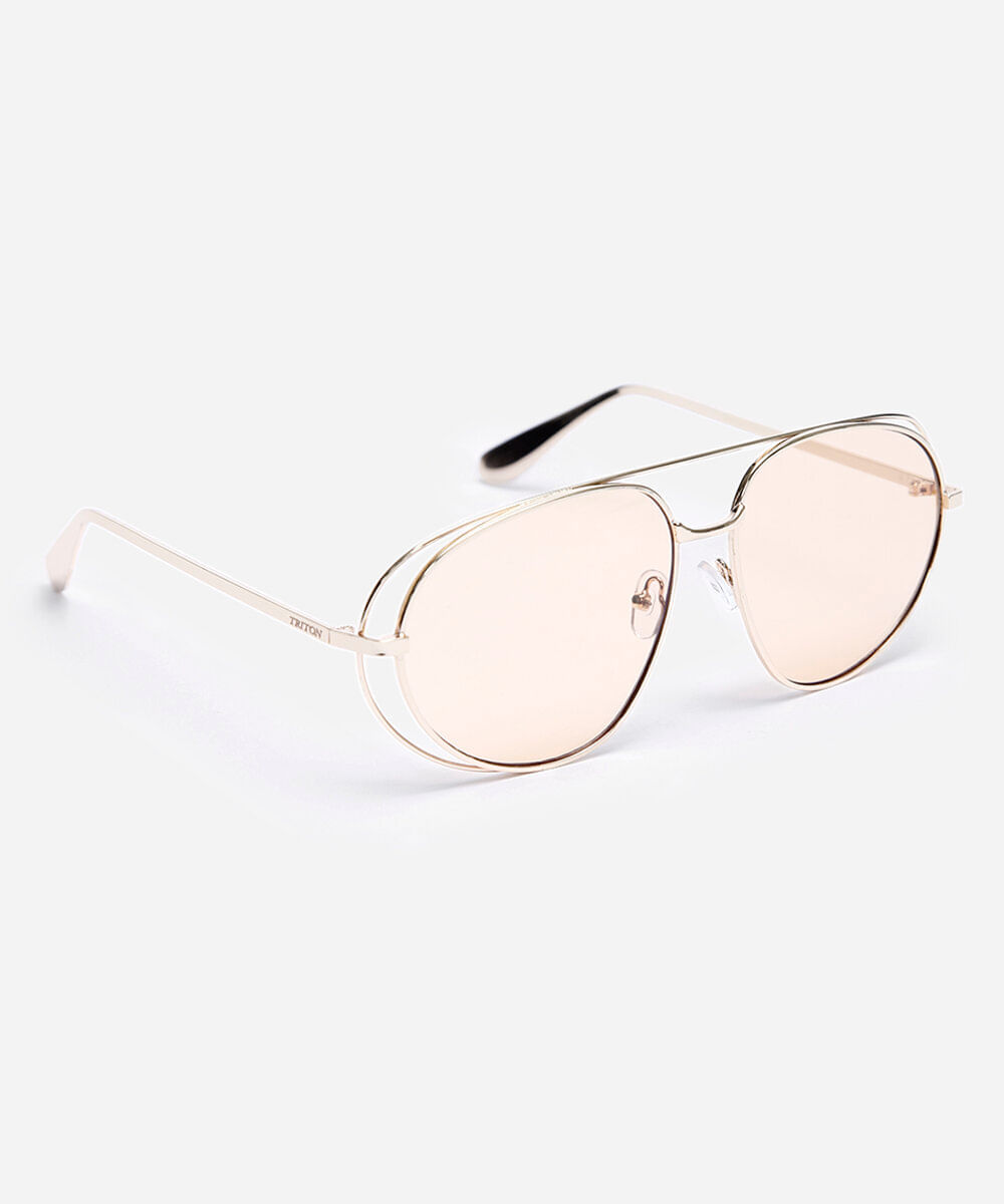 óculos de sol aviador triton feminino dourado
