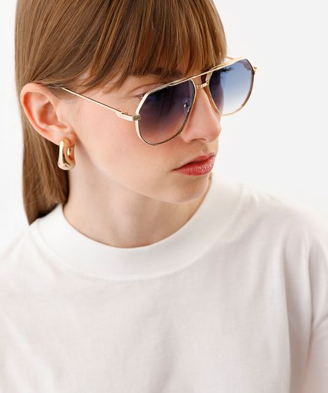 óculos de sol aviador triton unissex dourado