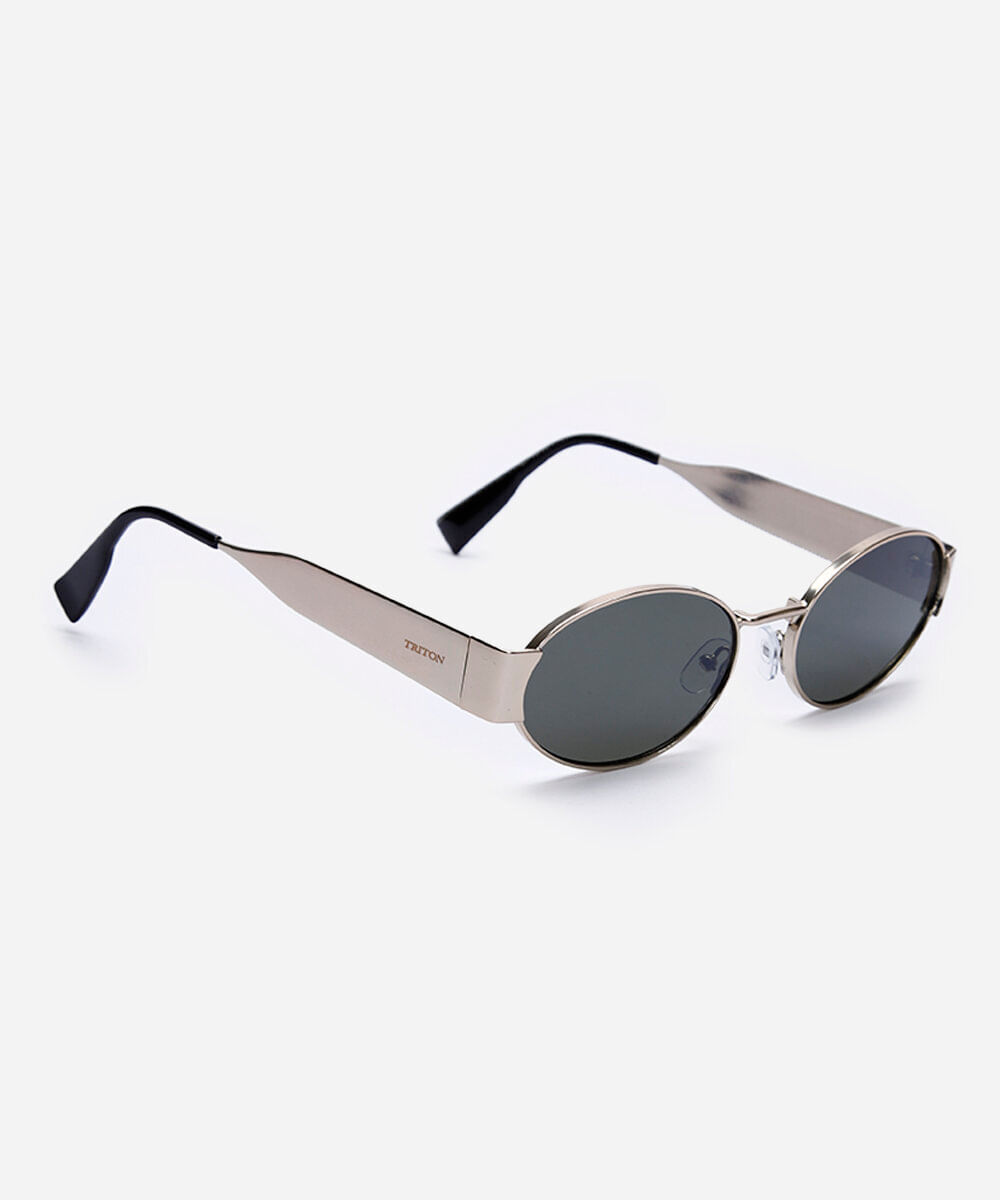 óculos de sol oval triton feminino dourado