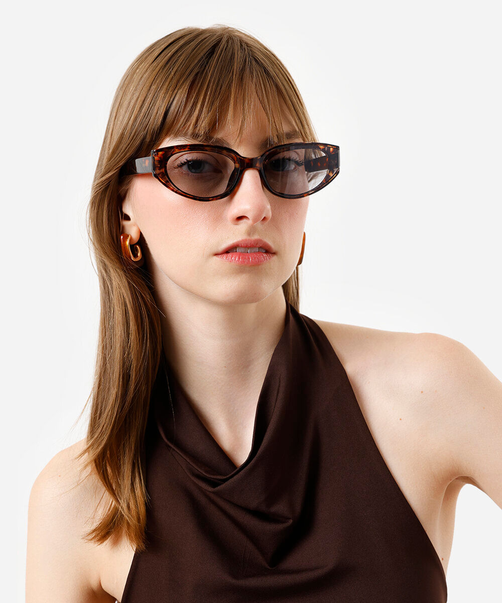 óculos de sol oval triton feminino marrom