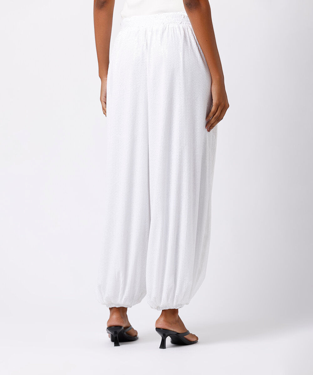 calça aladim feminina de paetê mindset branca