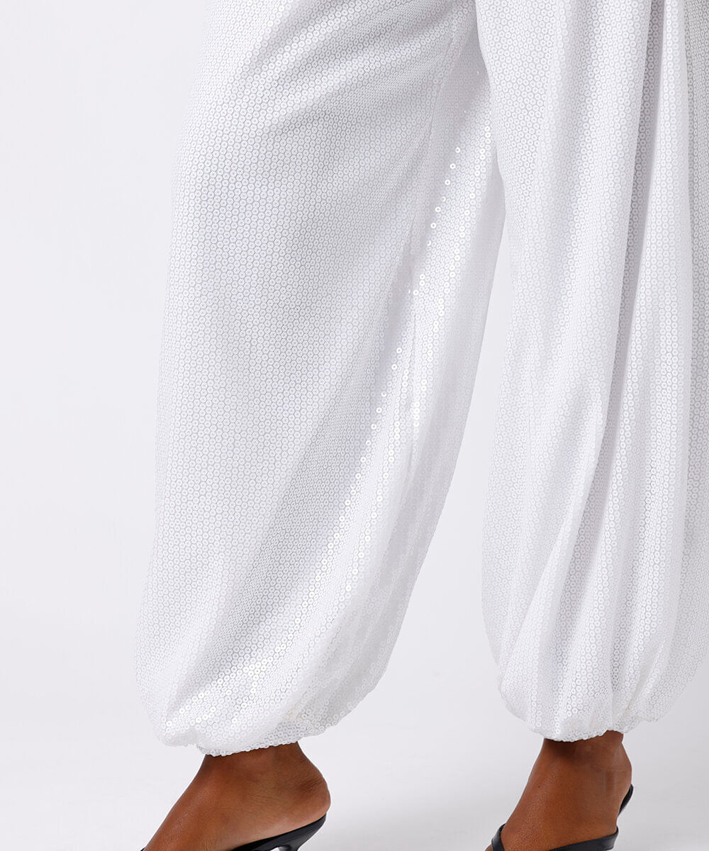 calça aladim feminina de paetê mindset branca