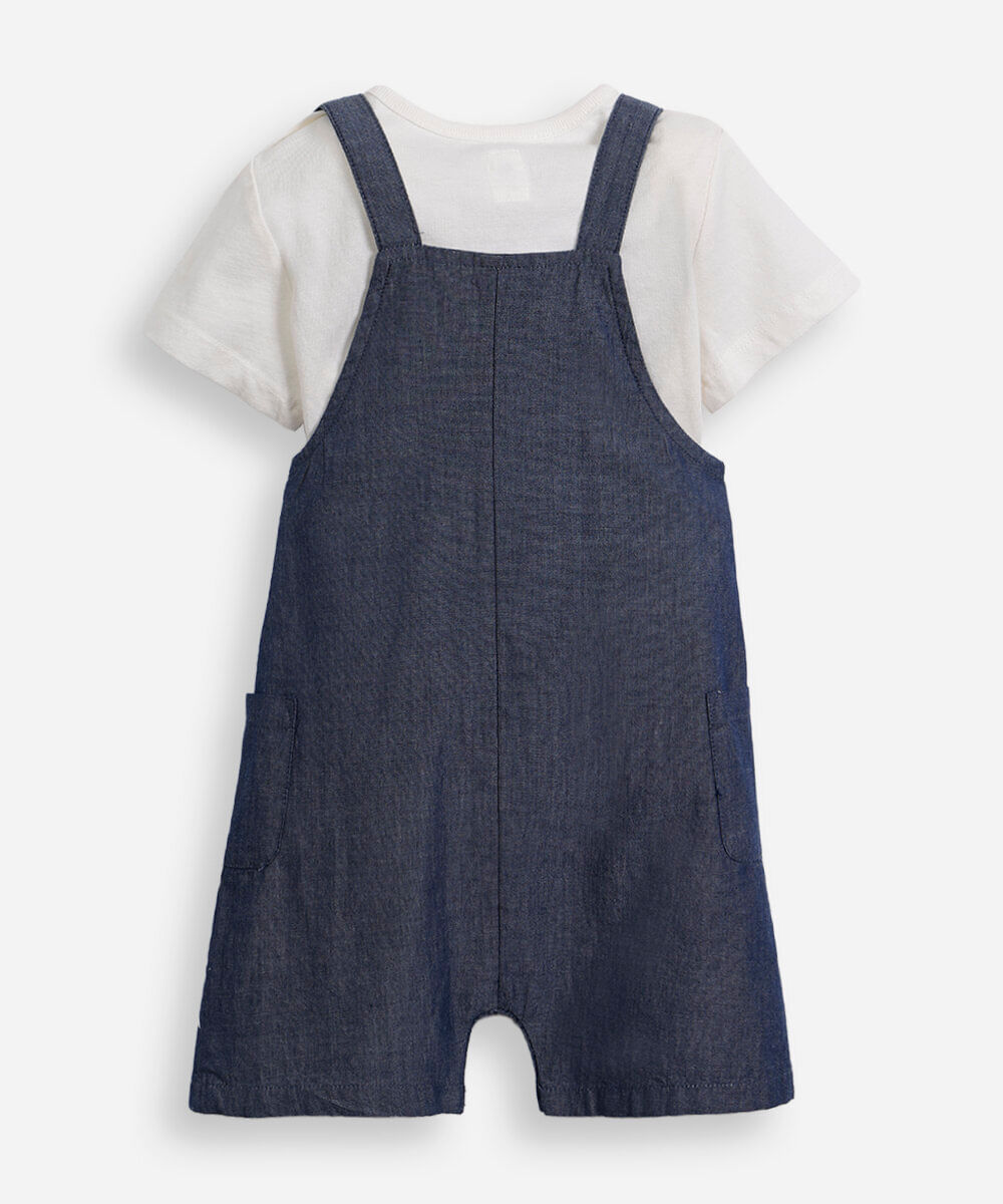 jardineira infantil de algodão azul