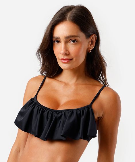 biquíni top feminino com babado preto