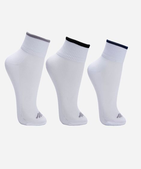 kit de 3 meias femininas cano médio cea sports branco