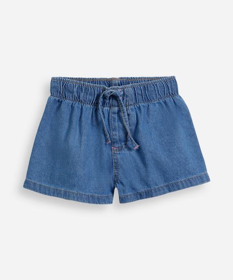 short jeans infantil de algodão azul