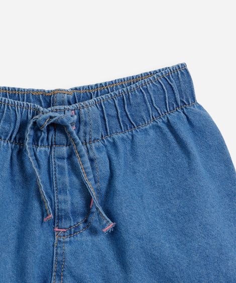 short jeans infantil de algodão azul