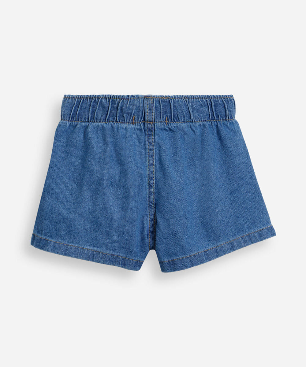 short jeans infantil de algodão azul