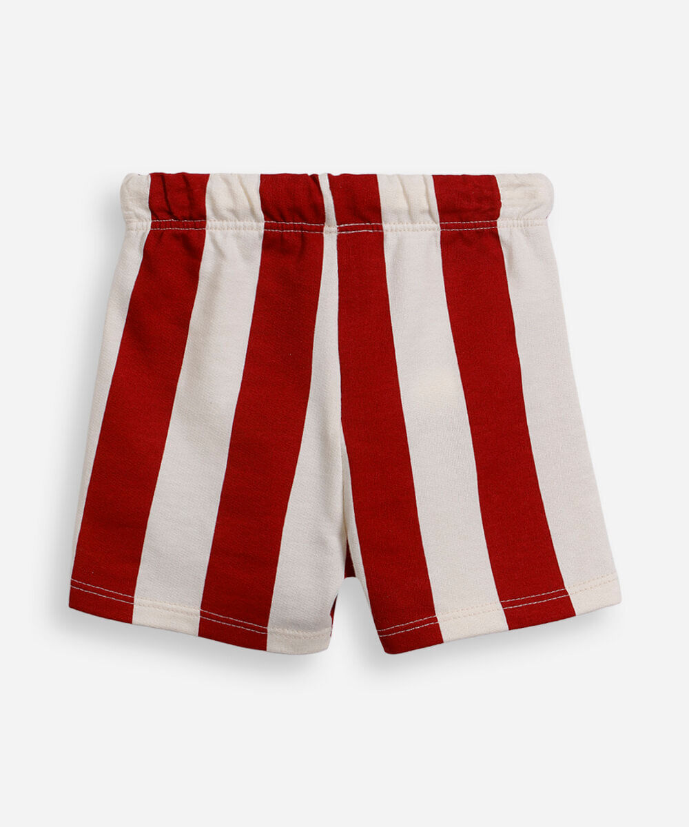 bermuda infantil de algodão mickey listrada vermelho