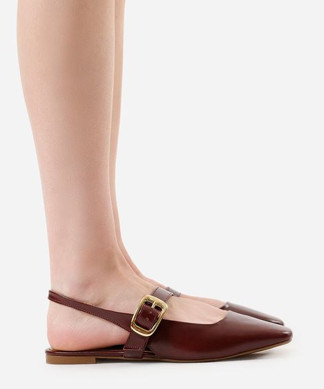 sapatilha bico quadrado com fivela oneself vinho