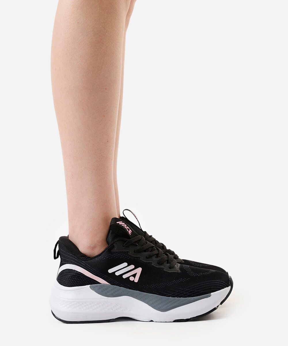 tênis esportivo estampado preto