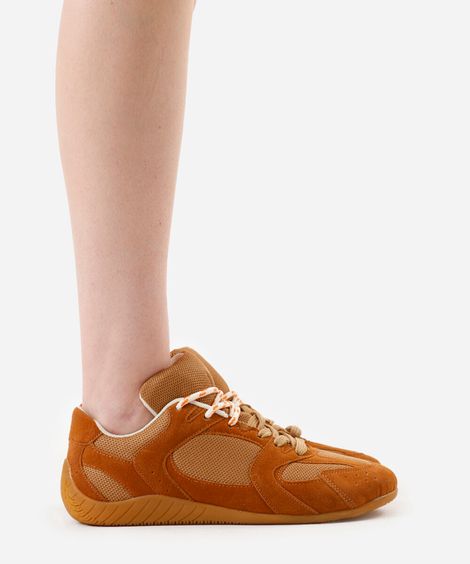 tênis casual com recortes e cadarço duplo ace marrom