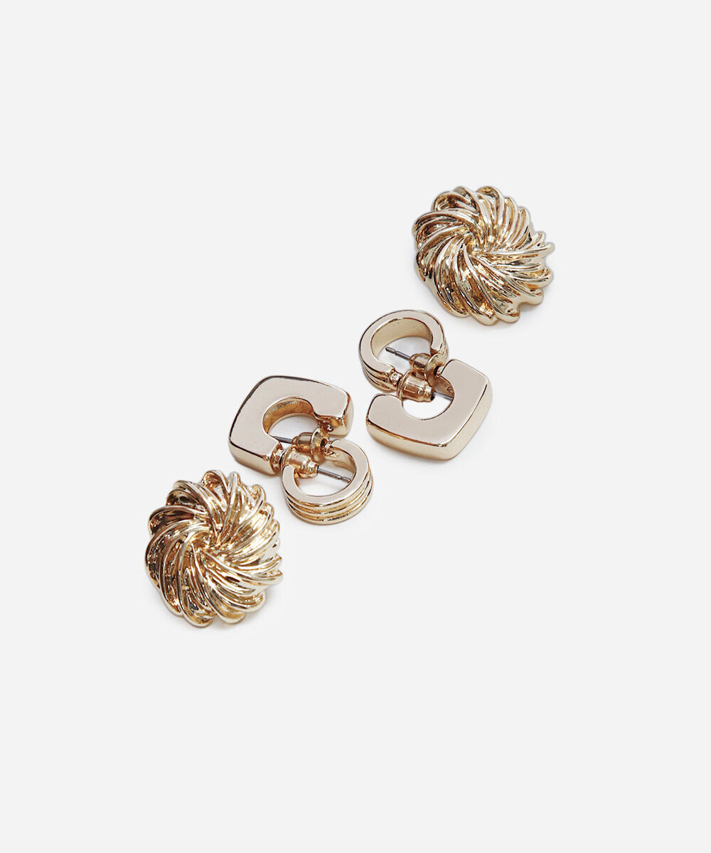 kit de 3 brincos dourado