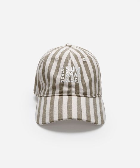 boné aba curva de sarja listrado bordado verde