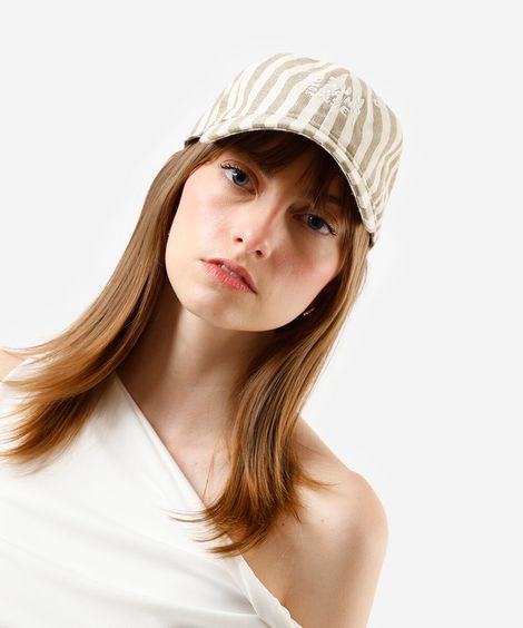 boné aba curva de sarja listrado bordado verde