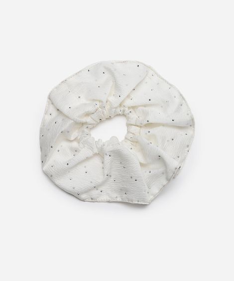 scrunchie texturizada com brilhos off white
