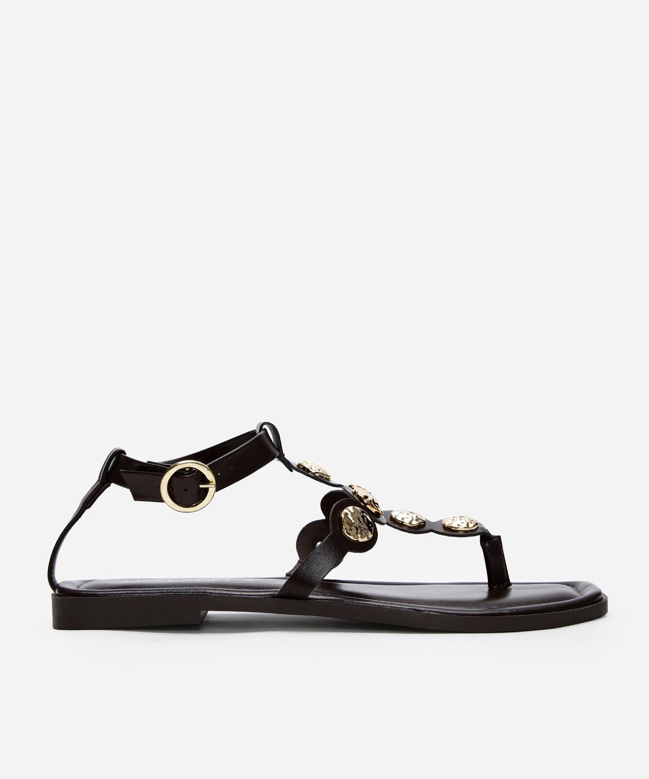 rasteirinha boho com tachas oneself  marrom