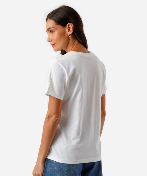 camiseta feminina de algodão breakfast drink off white
