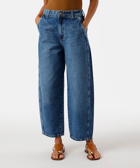 calça feminina baggy jeans cintura alta azul