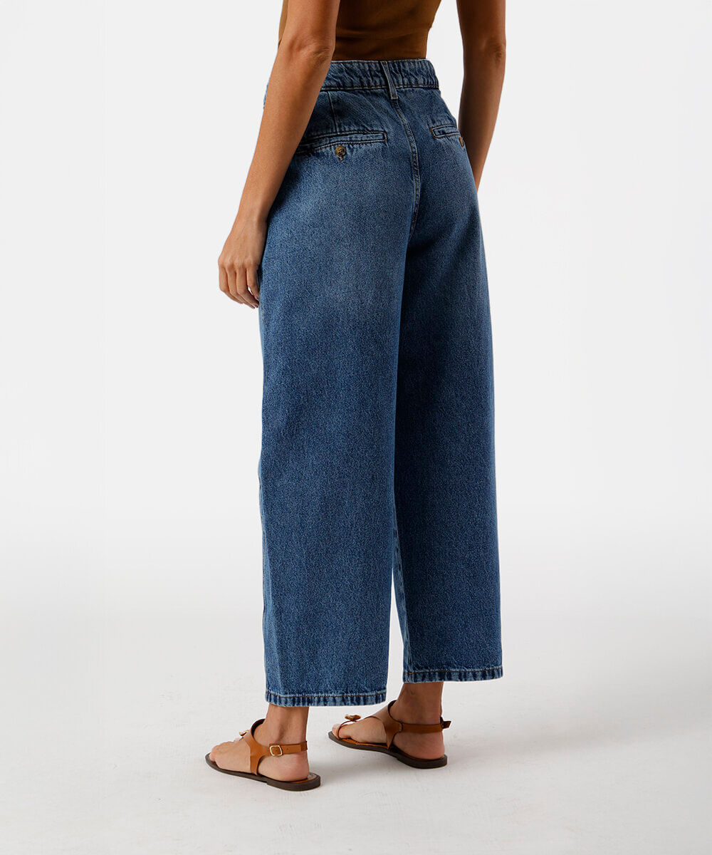 calça feminina baggy jeans cintura alta azul