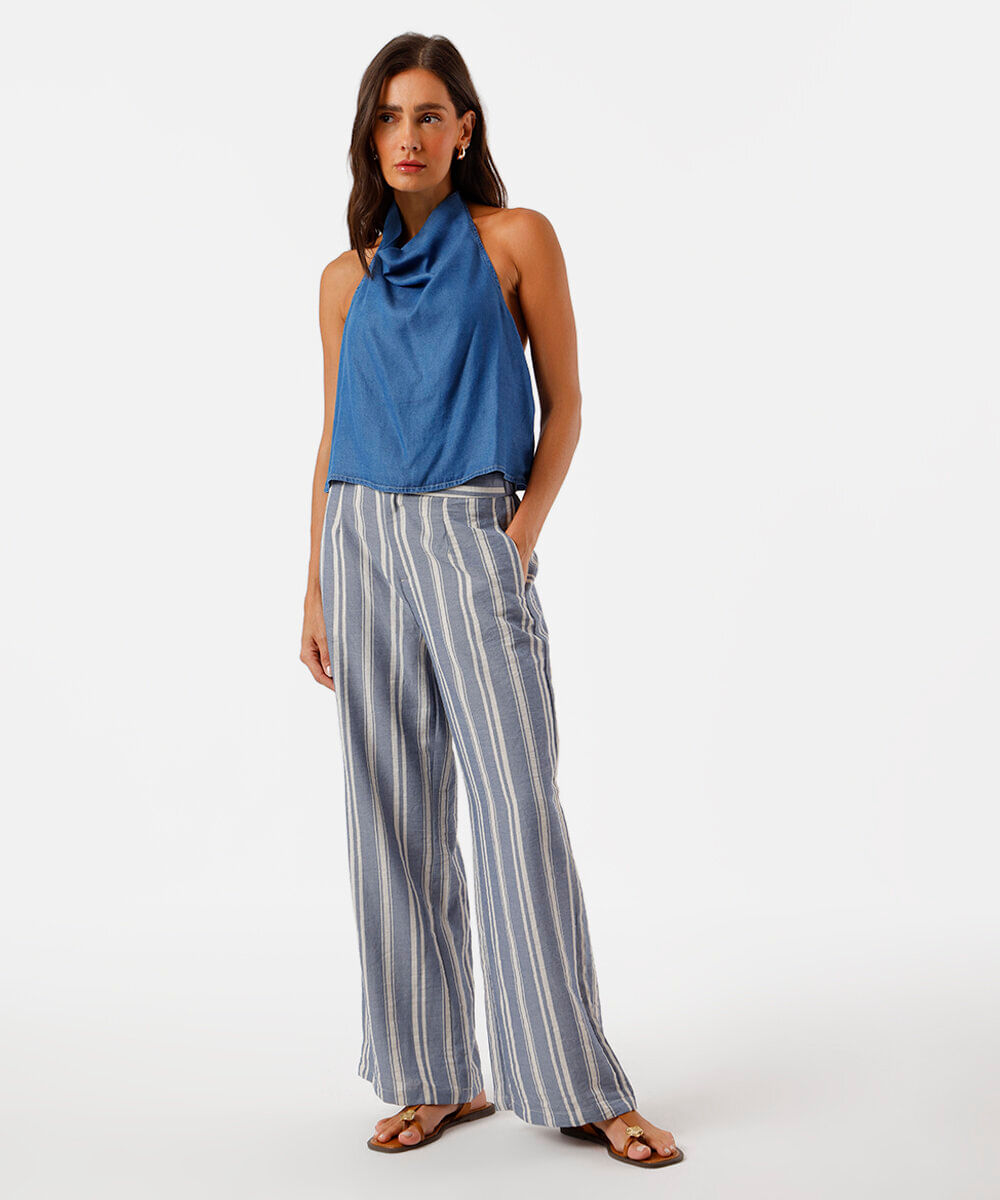 blusa feminina jeans frente única degagê azul