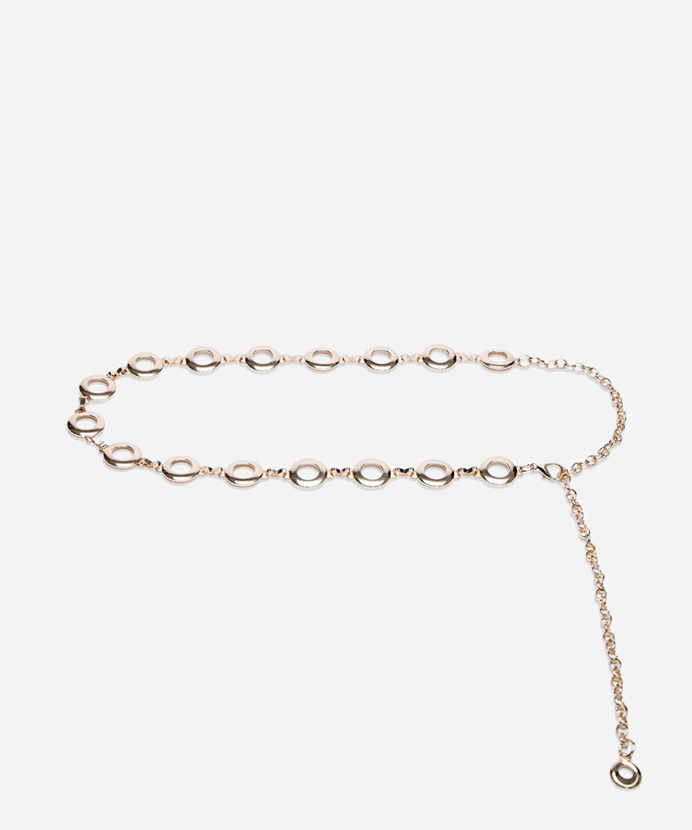 cinto de corrente com argolas dourado