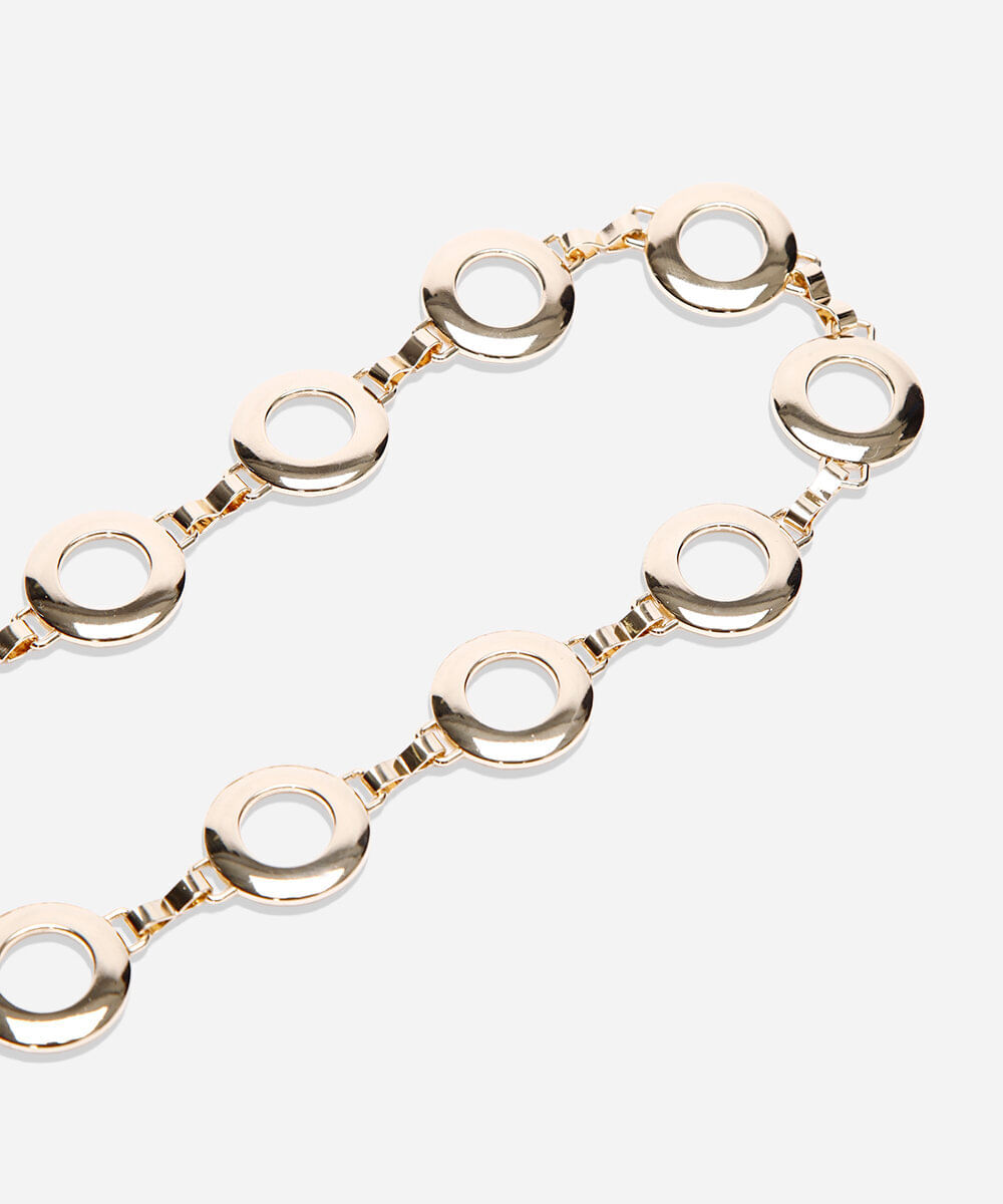 cinto de corrente com argolas dourado