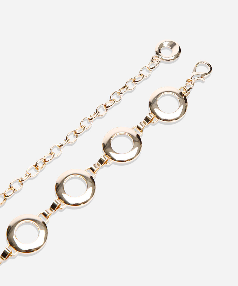 cinto de corrente com argolas dourado