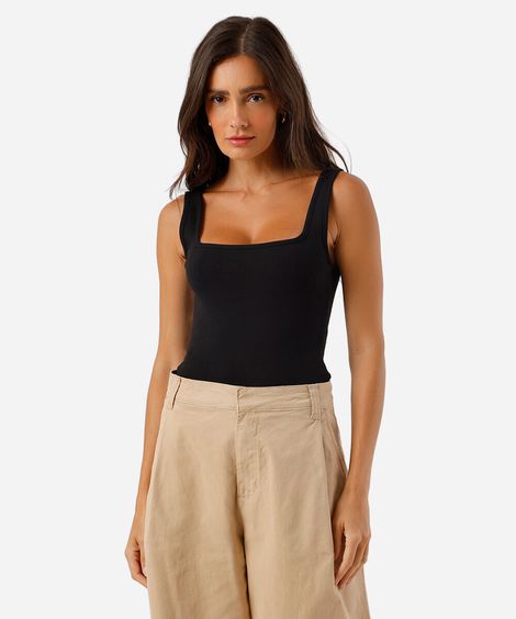 regata feminina decote quadrado preta