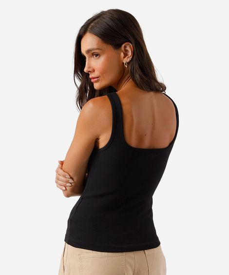 regata feminina decote quadrado preta