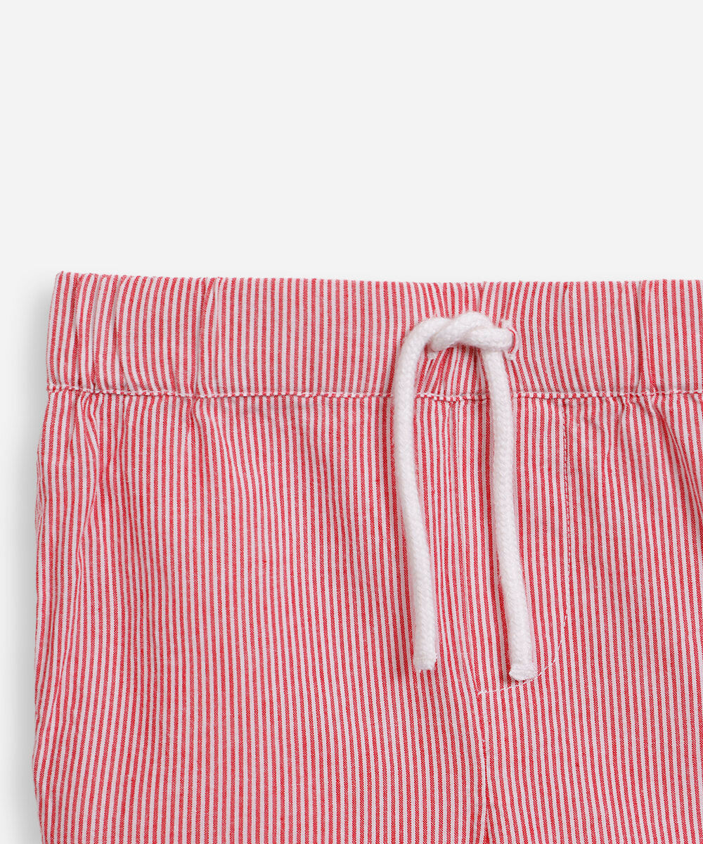 conjunto curto infantil listrado vermelho